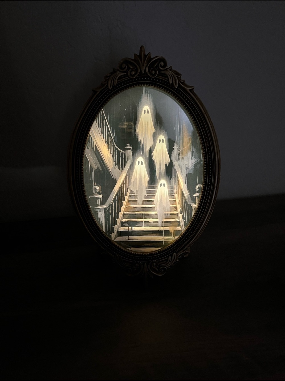 Martha Stewart Black and Gold Lighted Halloween Mirror with Ghost Design - Picture 2 of 10